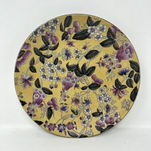 Oriental Accent Decorative Plate, Floral Yellow Purple